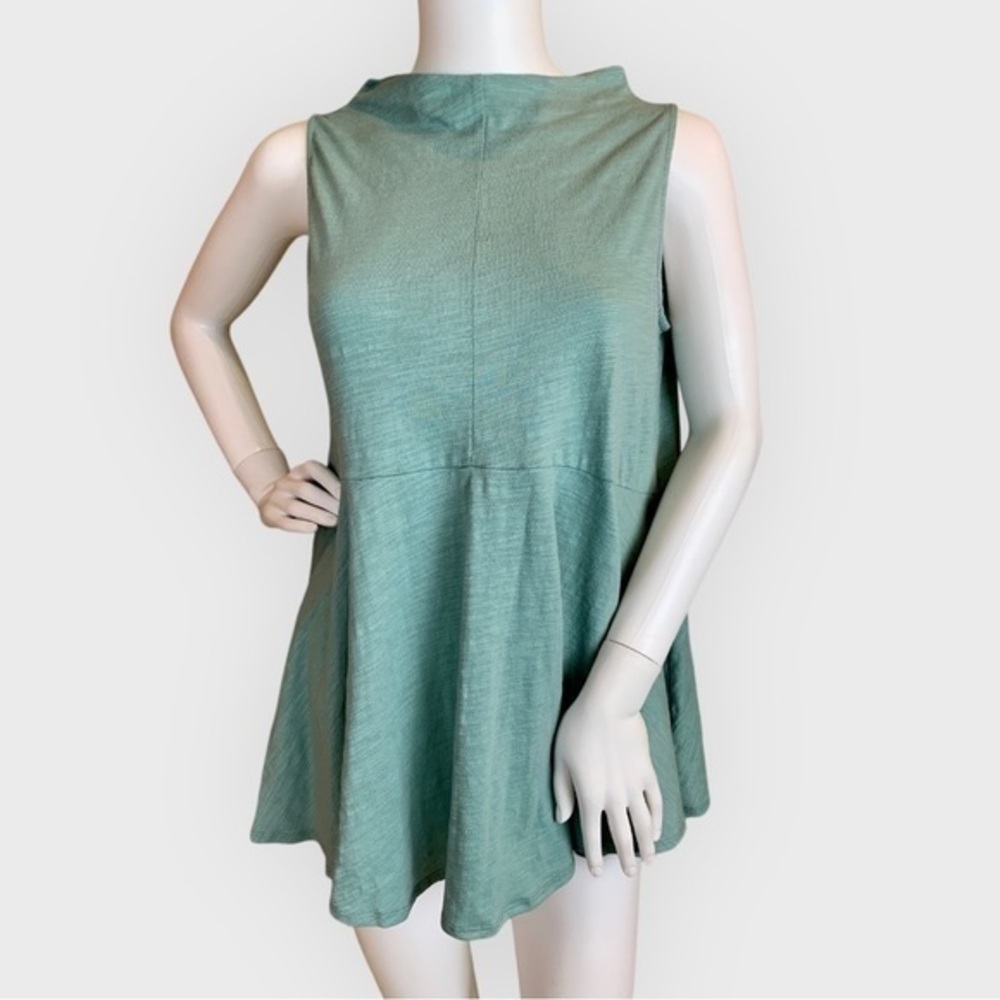 Anthropologie Deletta Peplum Green Top Size Medium